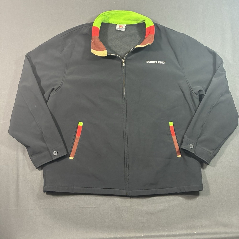 Burger King Employee Jacket Mens Size XLarge Black Full Zip Manager Collared